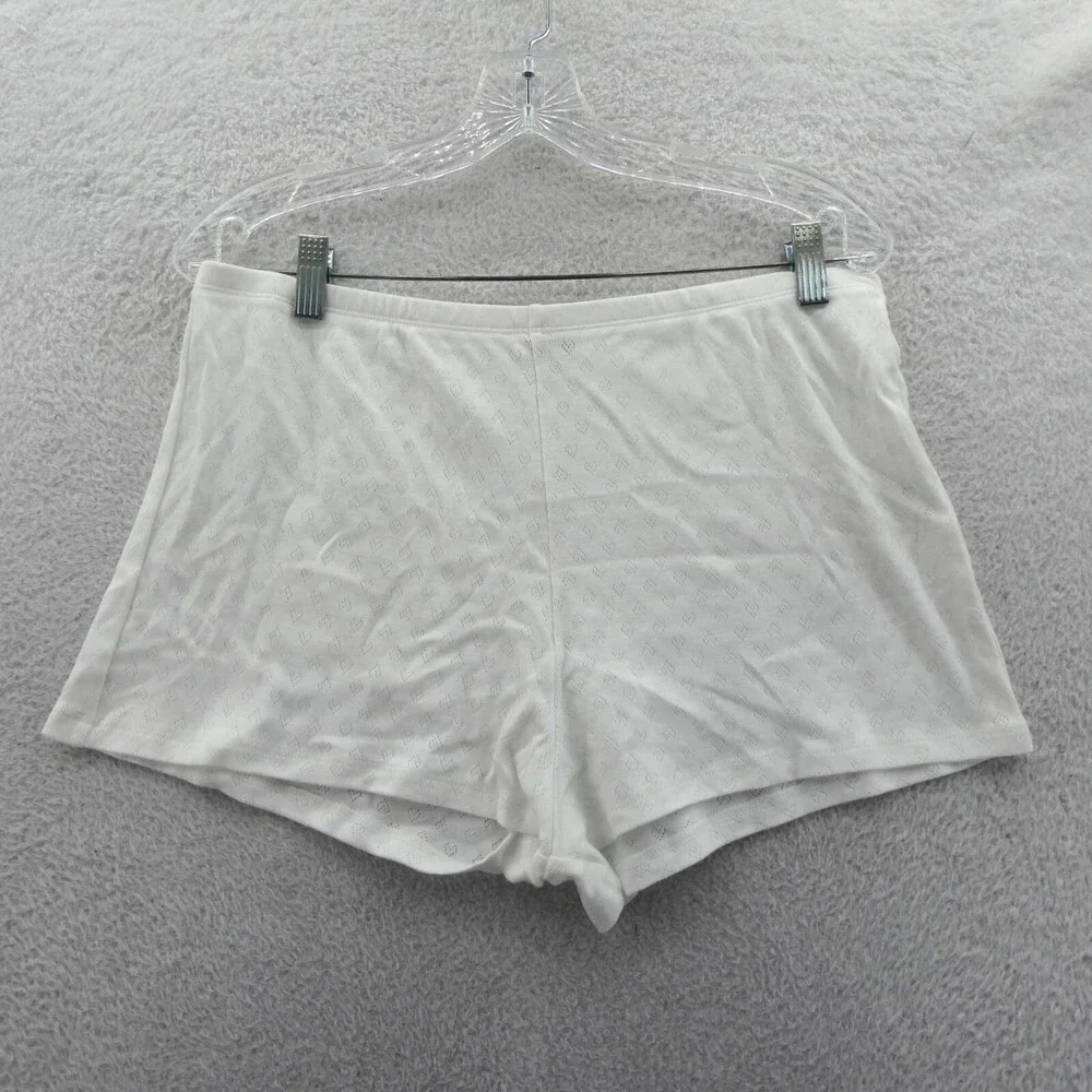 Victorias‎ Secret Large Boyshort Pajama Shorts White Heart Knit Sleepwear Short